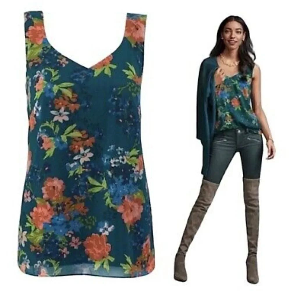 CAbi Green, Blue & Pink Tank Top